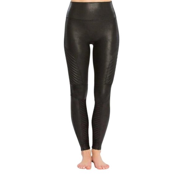 Spanx Faux Leather Moto Leggings Black HIgh Waist Vegan Women's size Extra Large - Picture 1 of 16